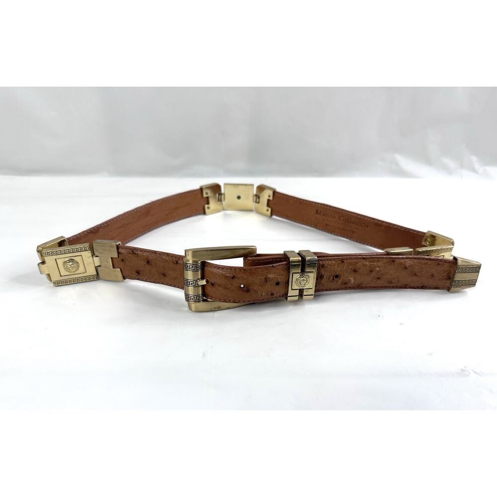 Marco Colluccii Brown Leather Greek Glam Western Cowgirl Gold Hardware Size 32